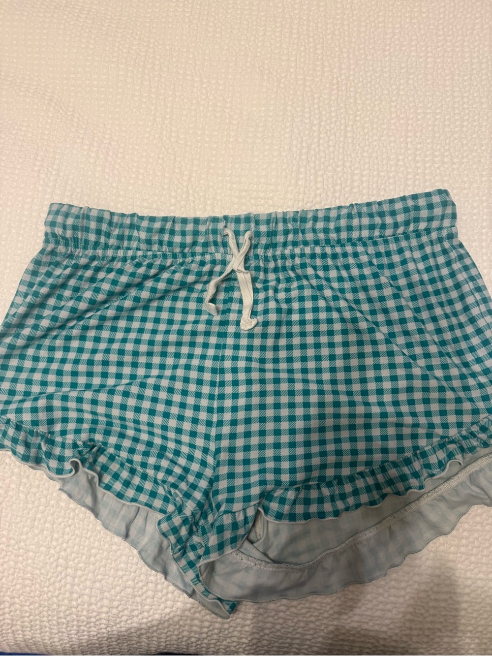 Green Gingham Ruffle Lounge Shorts